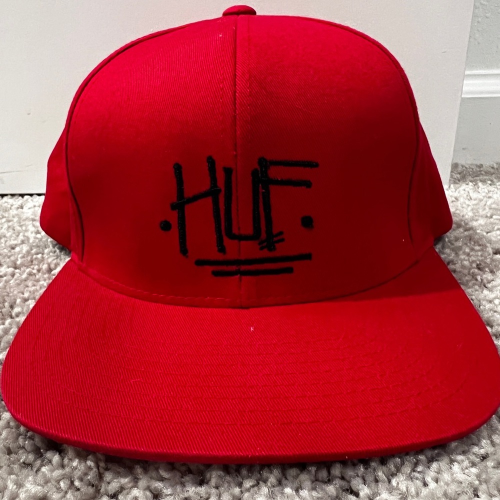 Red Stussy X Huf snap back hat